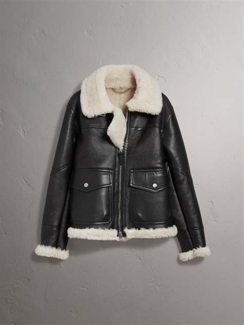 burberry shearling funnel neck aviator jacket|Burberry aviator jacket.